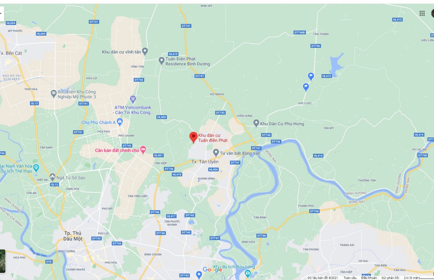Vị trí trên Google Maps khu dân cư Tuấn Điền Phát