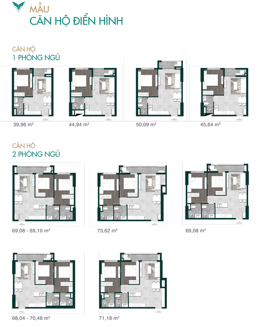 Mẫu thiết kế căn hộ 1 PN và 2 PN của dự án Lavita Thuận An
