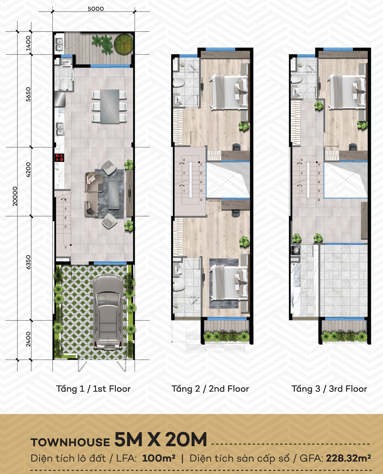 Thiết kế chi tiết nhà phố The Standard Central Park với diện tích 5x20m