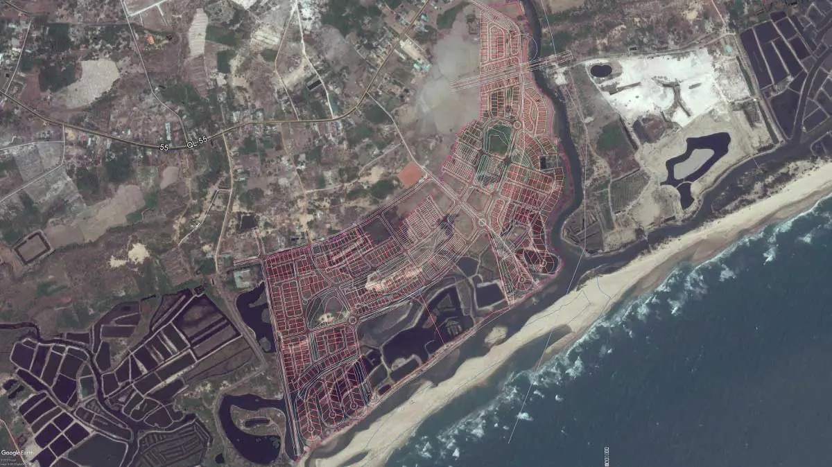 Vị trí dự án Venezia Beach Village xem ở chế độ vệ tinh trên Maps