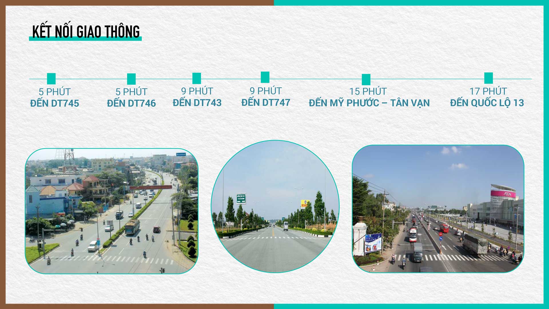 Kết nối giao thông thuận tiện và nhanh chóng từ vị trí dự án Tân Phước Khánh đến các tuyến đường huyết mạch