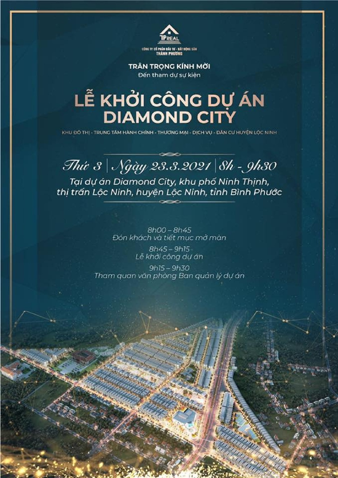 Thông báo lễ khởi công dự án Diamond City - Khu đô thị - trung tâm hành chính - thương mại - dịch vụ - dân cư 