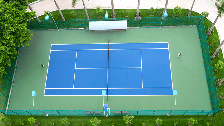 Phối cảnh thiết kế sân tennis trong nội khu