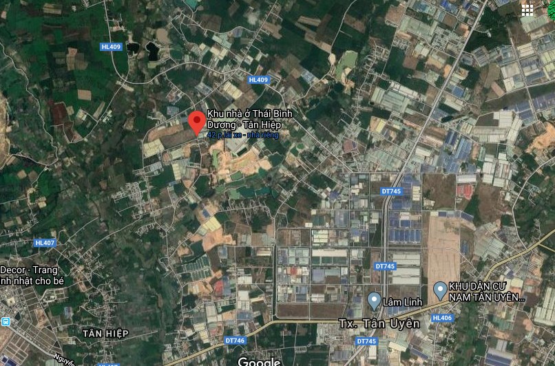 Vị trí khu dân cư Tân Hiệp Central nhìn từ Google Maps