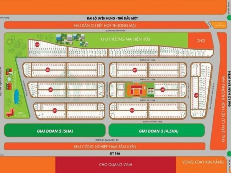 Sơ đồ phân lô dự án khu dân cư Tân Hiệp Central